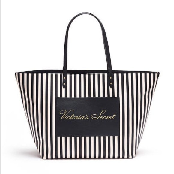 Victoria's Secret Handbags - Victoria’s Secret Black & White Striped Tote bag